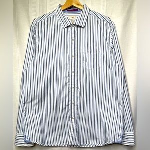 Tommy Bahama Striped White/Blue Long Sleeve Button-Down Island Modern Fit Size L